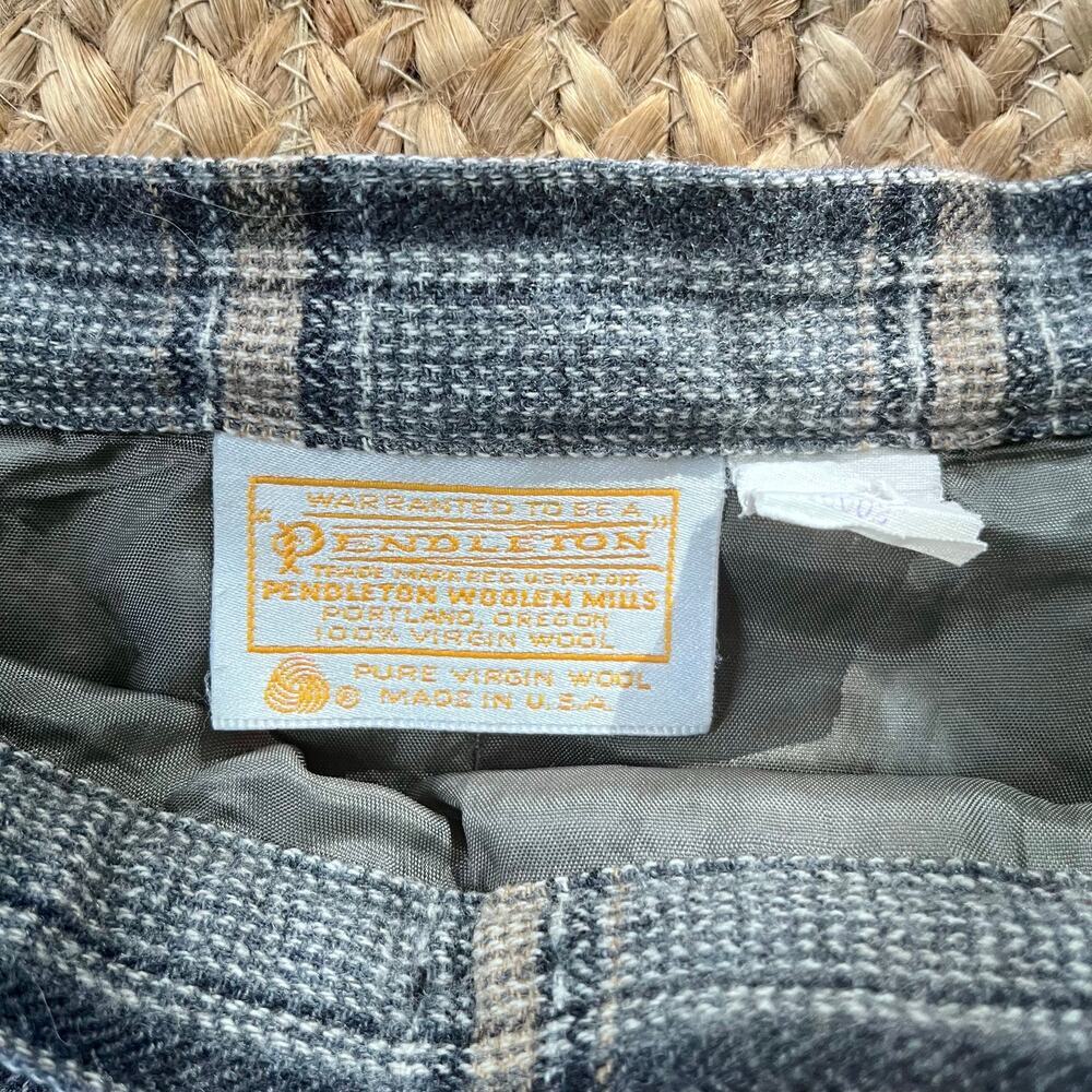 Vintage 80s Pendleton grey plaid wool skirt - Picture 4 of 4
